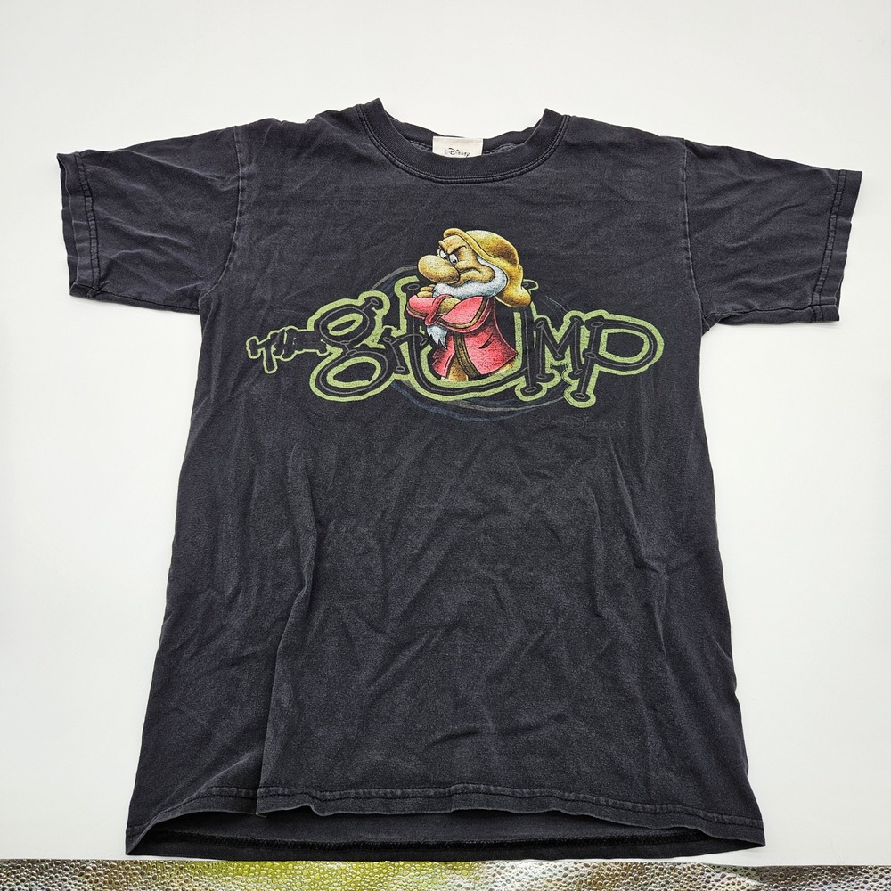 Disney Grumpy Seven Dwarfs‎ Graphic T Shirt Vintage Black Size S